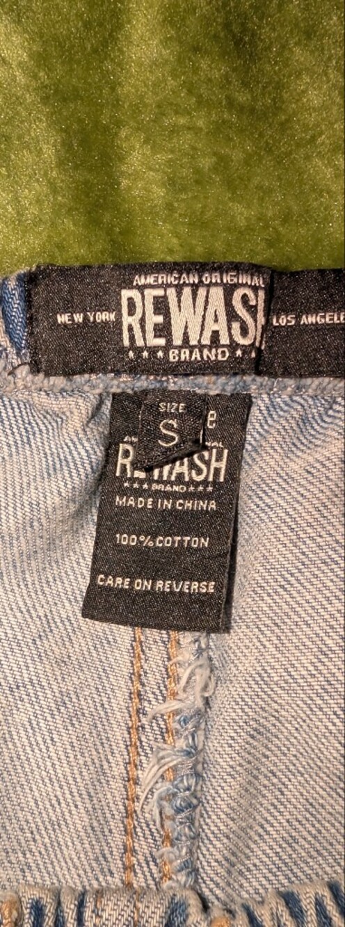 REWASH Denim Jeans Pull On Elastic Tie Top Baggy Wide Leg Size Small Blue EUC - Picture 8 of 8